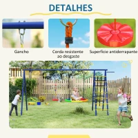 AIYAPLAY Conjunto de Baloiços 6 em 1 para Crianças com Ninho Escada Rede de Escalada Cesto 350x183x200 cm Multicolor(m-8)