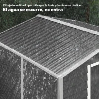 Outsunny Cobertizo de Jardín Exterior 4,4 m² 240x206x198 cm con Base Puerta Corredera y Cerradura 4 Ventanas para Patio Gris(m-8)