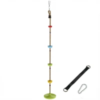 AIYAPLAY Cuerda de escalada Columpio 1,9 m, Columpio disco para niños con plataforma, cincha y mosquetón, verde(m-1)