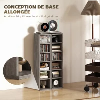 HOMCOM Lote de 2 estanterías columna armario de almacenamiento CD-DVD 12 compartimentos 21 x 22,5 x 88,5 cm capacidad 204 CD gris(m-4)