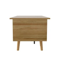 Table basse avec plateau relevable et portes en rotin, rangement pratique, 103x50x46 cm, Couleur naturelle(m-9)