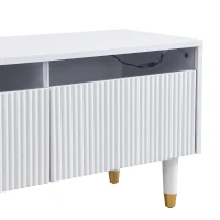 Mobile TV basso con 4 cassetti, in MDF e acrilico, 178x35x45 cm, Bianco(m-8)