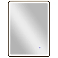 HOMCOM Espejo de baño LED antivaho espejo de maquillaje regulable con iluminación 80 x 60 cm marco negro(m-1)