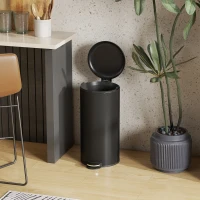 HOMCOM Cubo de basura 30L con pedal y tapa, contenedor con cubeta interior, función Soft-Close 36 x 30 x 63,5 cm, negro(m-4)