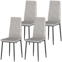 HOMCOM Set de 4 Sillas de Comedor Tapizadas de Piel Sintética con Respaldo Alto y Patas de Metal 41x50x97 cm Gris(m-9)