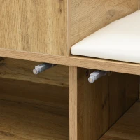 Ensemble d'entrée avec 5 patères, miroir, meuble à chaussures et banc d'entrée, 100x38x191 cm, Noir+Couleur naturelle(m-6)