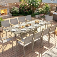 Outsunny Ausziehbarer Gartentisch für 8-10 Personen, aus Aluminium und Stahl, 154/214x85x73 cm, Grau(m-4)