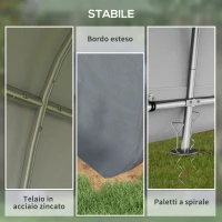 Outsunny Tendone da Giardino per Moto, Bici e Attrezzi con 2 Ingressi a Zip, in Acciaio e PE, 300x300x235 cm, Grigio(m-5)