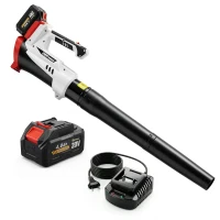 Outsunny Laubbläser Laubsauger Häcksler 250 W mit Akku 4000mAh und Ladegerät, 6 Stufen, 149 km/h, Weiß(m-7)