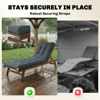 Outsunny Palletkussen Verwijderbaar Zitkussen met Bevestigingsriemen Palletkussen voor de meeste Ligstoelen 198x65x13cm Donkergrijs(m-7)