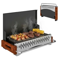 Outsunny Barbecue a Carvão Dobrável Portátil 50,5x34x33 cm com Bandeja de Carvão Removível para Camping, Piqueniques, Preto(m-10)