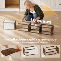 HOMCOM Lámpara de Pie con Estantes, Luz Regulable, Interruptor de Pedal y Puertos USB, Marrón(m-4)