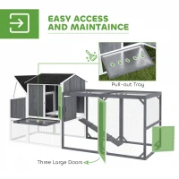 Kurnik 236,5 x 91 x 114 cm z gniazdem, wybieg dla kur(m-5)