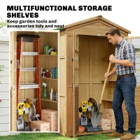 Outsunny Outdoor Wooden Storage Cabinet, Garden Tool Shed with Acrylic Windows for Patio, Light Brown(m-5)