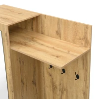 Ensemble d'entrée avec 5 patères, miroir, meuble à chaussures et banc d'entrée, 100x38x191 cm, Noir+Couleur naturelle(m-7)