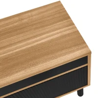 Meuble TV à trois portes, pieds en bois solides, 170x38x47 cm, Couleur naturelle+Noir(m-7)