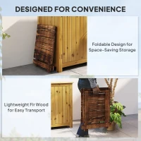 Outsunny Fir Wood Folding Coffee Table, Lightweight Small Garden Table with Slatted Top, Portable Folding Side Table for Balcony(m-5)