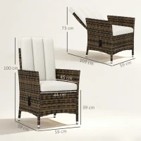 Outsunny 105°-150° Reclining Rattan Chair - Cream(m-3)