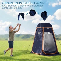 Outsunny Tenda Doccia Pop-Up Impermeabile con Tetto Rimovibile, in Poliestere 190T e Acciaio, 152x152x200 cm, Blu Scuro(m-4)