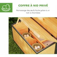 PawHut Gallinero jaula para gallinas en madera y acero con recinto nido cajón para excrementos y techo abatible 192x81,5x104cm naranja(m-4)