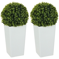 HOMCOM Set de 2 bolas de eucalipto artificiales de 65 cm planta artificial con protección UV, 330 hojas en maceta, verde