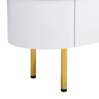 Set mobile TV e tavolino da caffè per soggiorno con cassetti e angoli arrotondati, Bianco e Oro(m-7)