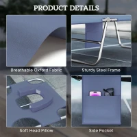 Outsunny 5-Position Adjustable Sun Lounger with Reading Hole and Side Pocket, Grey(m-6)