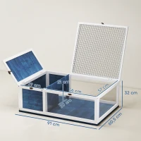 PawHut Casa recinto jaula hábitat para pequeños animales tortugas con 2 espacios 91 x 60,5 x 32 cm madera maciza azul(m-3)