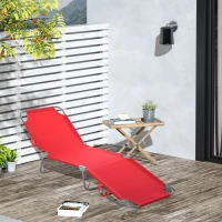Outsunny Tumbona Plegable con Respaldo Reclinable en 5 Posiciones, 187x55x24cm, Rojo(m-2)