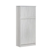 Mobile alto effetto legno a 3 cassetti con ante in vetro e maniglie in rame, 80x34x171 cm, Bianco(m-10)