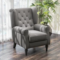 HOMCOM Elegante Oorfauteuil, Dik Gepolsterd, Afneembare Hoes, 74 x 86 x 102 cm, grijs+zwart(m-10)