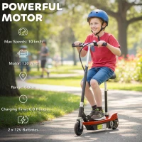 HOMCOM Powered Electric Scooter Ride-On, with Brakes, Adjustable Seat, Adjustable Handlebars, Red(m-4)