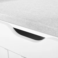 Scarpiera moderna a 3 ante con cassetto e seduta imbottita, 90x35x74.5 cm, Bianco(m-9)