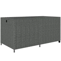 Outsunny Cutie pentru perne din rattan 650 L rezistentă la intemperii rezistent UV cu capac roți spațiu depozitare 150 x 75 x 74 cm Gri închis(m-7)