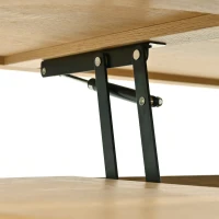 Table basse relevable avec étagère extensible et plateau de table réglable, Table basse avec côtés en bois courbés, 110x55,5x40 cm, Couleur naturelle(m-7)