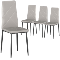 HOMCOM Set de 4 Sillas de Comedor Tapizadas de Piel Sintética con Respaldo Alto y Patas de Metal 41x50x97 cm Gris