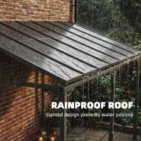 Outsunny Pergola ścienna 4 x 3 m Zadaszenie tarasowe z nachylonym dachem poliwęglanowym, metalowo-aluminiowa rama, montaż naścienny(m-6)