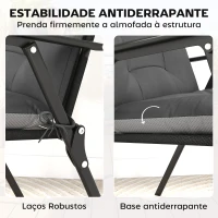 Outsunny Conjunto de 4 Almofadas para Cadeiras de Jardim Impermeáveis e Antiderrapantes com Encosto e Fitas 112x53 cm Cinzento Escuro(m-6)