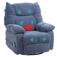 HOMCOM Massagestoel handbedienbare met Warmte- & Ligfunctie Draaibaar, tot 150 kg, Blauw