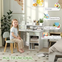 AIYAPLAY Conjunto de Secretária e Cadeira para Crianças Mesa de Estudo com Prateleiras e Gaveta Carga 80 kg 85x48x73 cm Verde(m-4)
