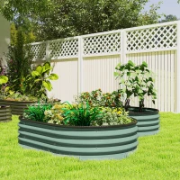 Outsunny Lote de 2 cajones para huerto, 135 x 90 x 30 cm, jardinera de acero galvanizado con bordes de caucho, verde(m-6)