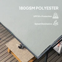 Outsunny 2.4 x 2.4 m Wall Mounted Pergola Gazebo with PA Coating Fabric, Metal Frame, UPF30+, Lean to Garden Gazebo, Light Grey(m-4)