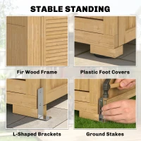 Outsunny Outdoor Wooden Storage Cabinet, Garden Tool Shed with Acrylic Windows for Patio, Light Brown(m-7)