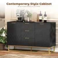 HOMCOM Sideboard with 3 Drawers and Adjustable Shelves for Living Room - Black(m-4)