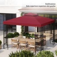 Outsunny Tetto di Ricambio per Gazebo 3x3 m a 2 Livelli e Anti UV in Poliestere con Presa d'Aria, Rosso(m-7)