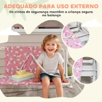 AIYAPLAY Baloiço de Jardim Exterior Infantil de 2 Lugares com Toldo Ajustável, Cintos de Segurança e Design de Unicórnio e Arco-Íris Rosa(m-7)