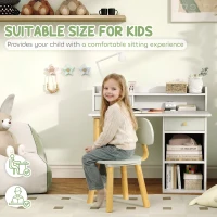 AIYAPLAY Two-Piece Children Study Table with Hutch, Kids Desk and Chair Set with Storage, Drawer, Shelves, Green(m-6)