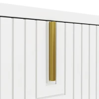 Mobile TV moderno con maniglie e gambe dorate, piedini regolabili, 160x38x44.5 cm, Bianco(m-7)