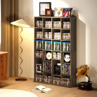 HOMCOM Mueble de almacenamiento multimedia 456 CD/ 336 DVD - biblioteca de madera con estantes regulables, 89 x 130,5 cm, marrón(m-5)