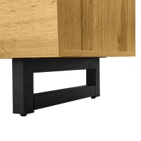 Meuble TV avec 3 portes et 2 compartiments, pieds métalliques en U, 170x36,5x42 cm, Couleur naturelle(m-8)